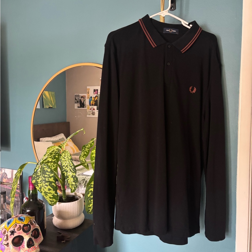 Fred Perry Polo Long Sleeve Twin Tipped - Black
